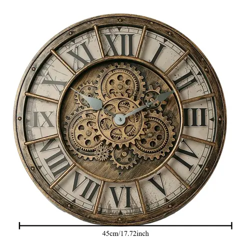 46cm Tianji Star Retro Rotating Gear Wall Clock Home Decorative Wall Clock Stylish Silent Scanning Movement Quartz Wall Clocks