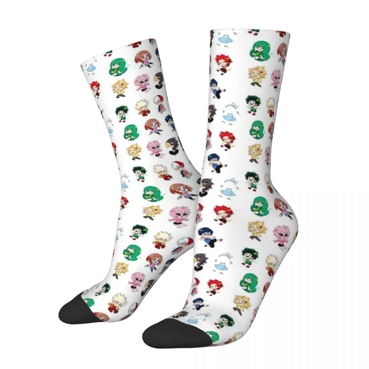 Chibi My Hero Academia Socks Harajuku Sweat Absorbing Stockings All Season Long Socks Accessories for Man's Woman's Gifts