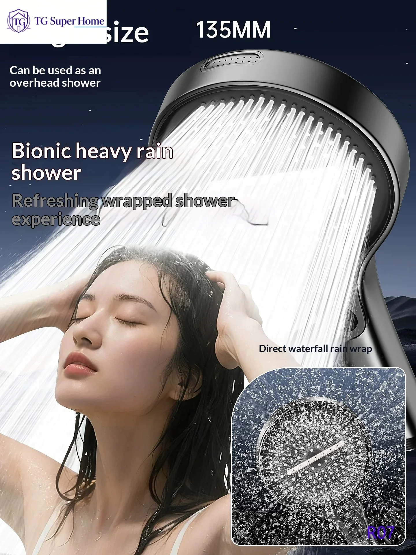 German‑Style Pressure‑Boosting Large‑Panel Rainfall Shower Head Set, High‑Pressure Strong‑Flow Nozzle for Bathroom