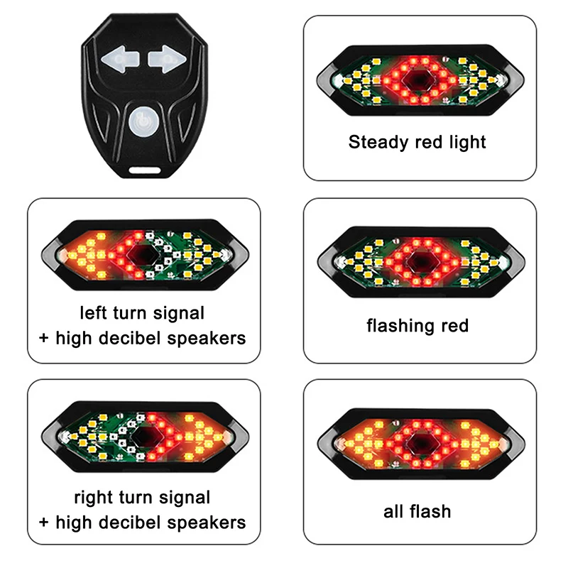 Indicatore di direzione per bicicletta indicatore di direzione per bicicletta fanale posteriore per bicicletta a LED con clacson