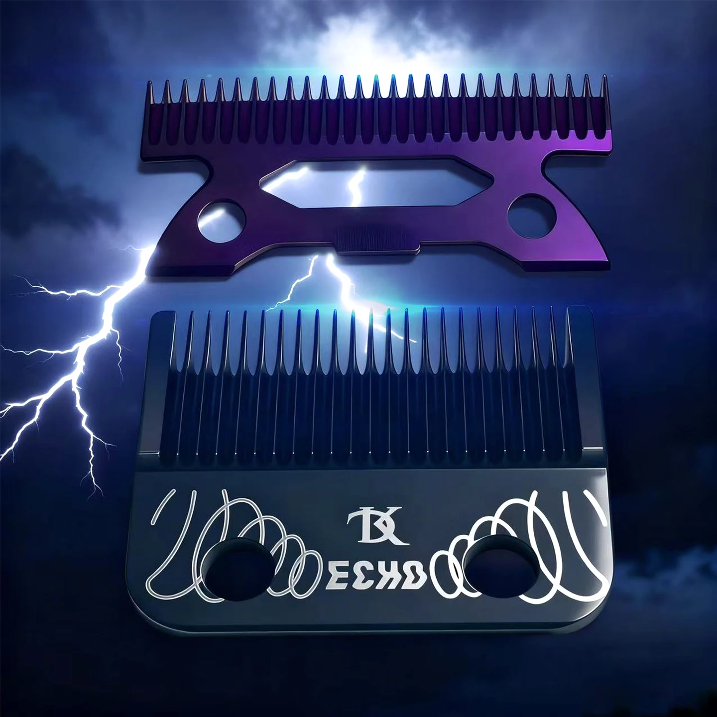 PHANTOM ECHO CRUNCH Blade Professioneller Haarschneider DK BRD SC VGR KEMEI New Night Color-Changing Magic Super Moon Wolf Tooth