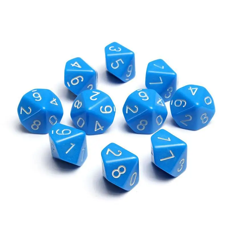 10Pcs/set 10 Face Dice 0-9 Digital Dice Running Group Board Game Literacy Color Children's Teaching Supplies for Dnd