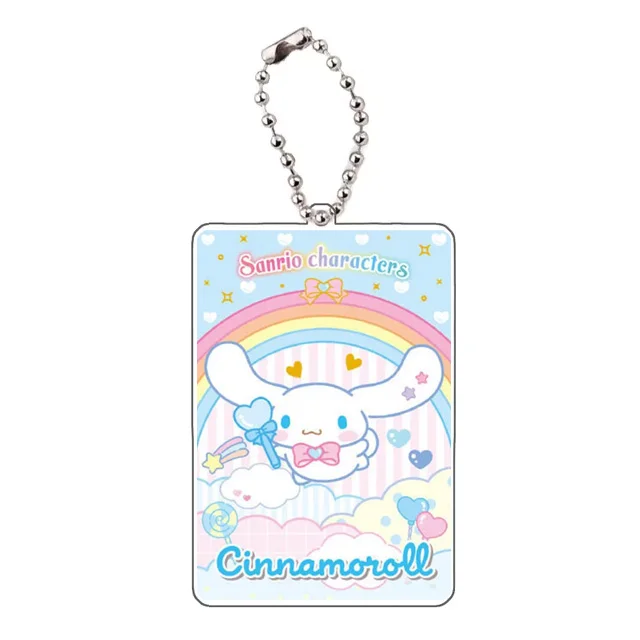 Sanrio Characters Trading Card Series Acrylic Keychain Cute Cartoon Kuromi Hello Kitty Cinnamoroll Key Pendant Bag Accessories