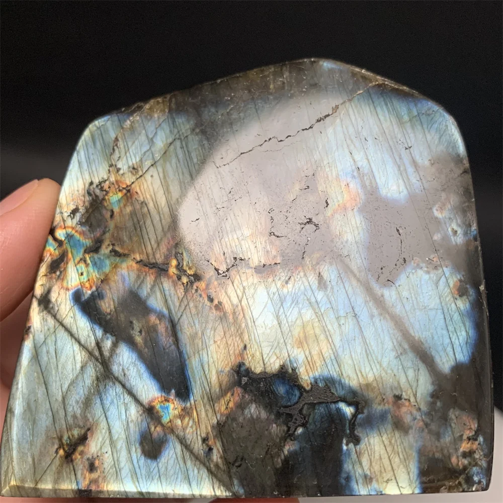 Natural Heart-shape Blue Purple Light Labraorite Ornaments Rare Silver Blue Light Labrador Beads Yellow Light Labradorite Blocks