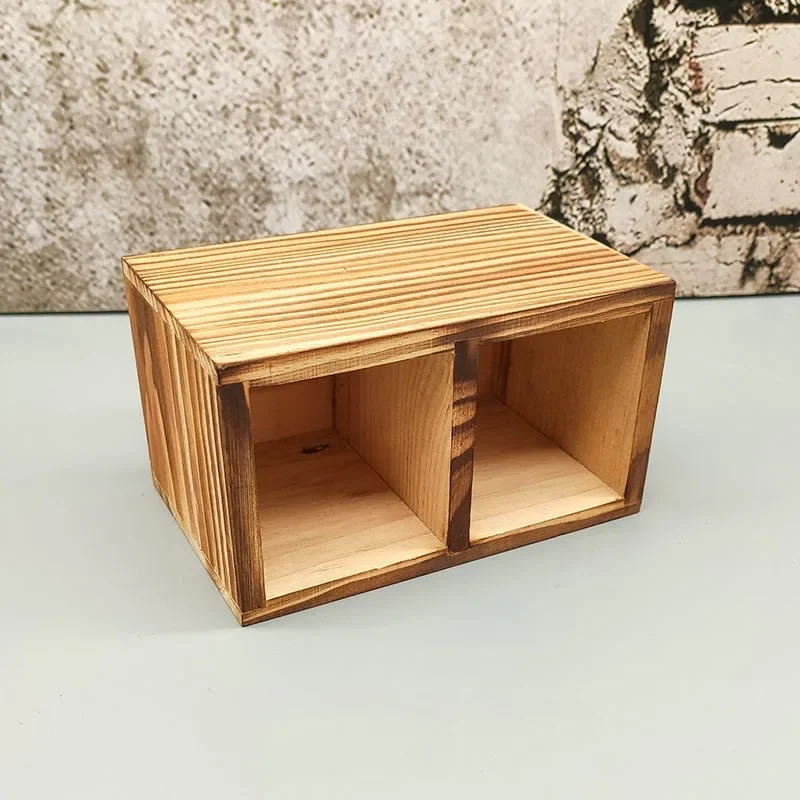 Wooden Double Hole Cabinet Table Mini Kitchen Accessories Small Furniture Simulation Kitchenware Series Wood Decoration