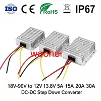 18V-90V a 12V 13,8 V 5A 10A 15A 20A 30A convertidor de DC-DC reductor 24V 48V 60V 72V módulo reductor de voltaje Buck para coches ROHS CE