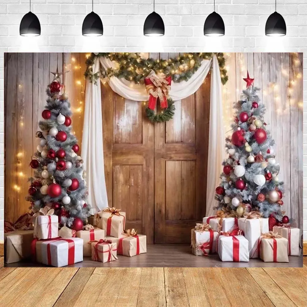 

Christmas Party Backdrop Christmas Tree Gifts Family Party Decoration New Year Photo Background Photographic Shooting Props