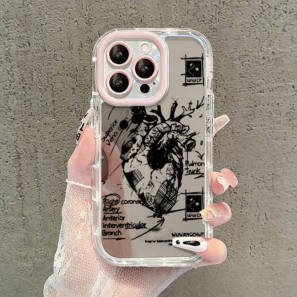 Kreative Herz-Graffiti Air Cushion Spiegel-Handyhülle für iPhone 17 15 14 16 Pro Max 13 12 11 Pro X XR XS 7 8 Plus 17Air Cover – Detail 6