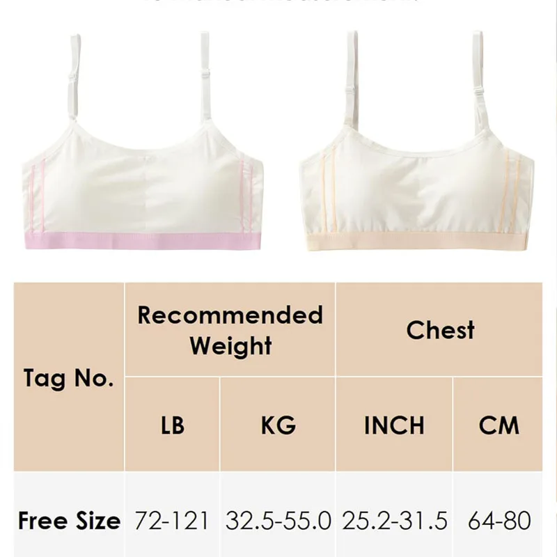 4 Pcs/Lot Girl Underwears Cotton Girls Bra With Sponge Cup Puberty Girls Training Bras Breathable Young Girl Brassiere Fille