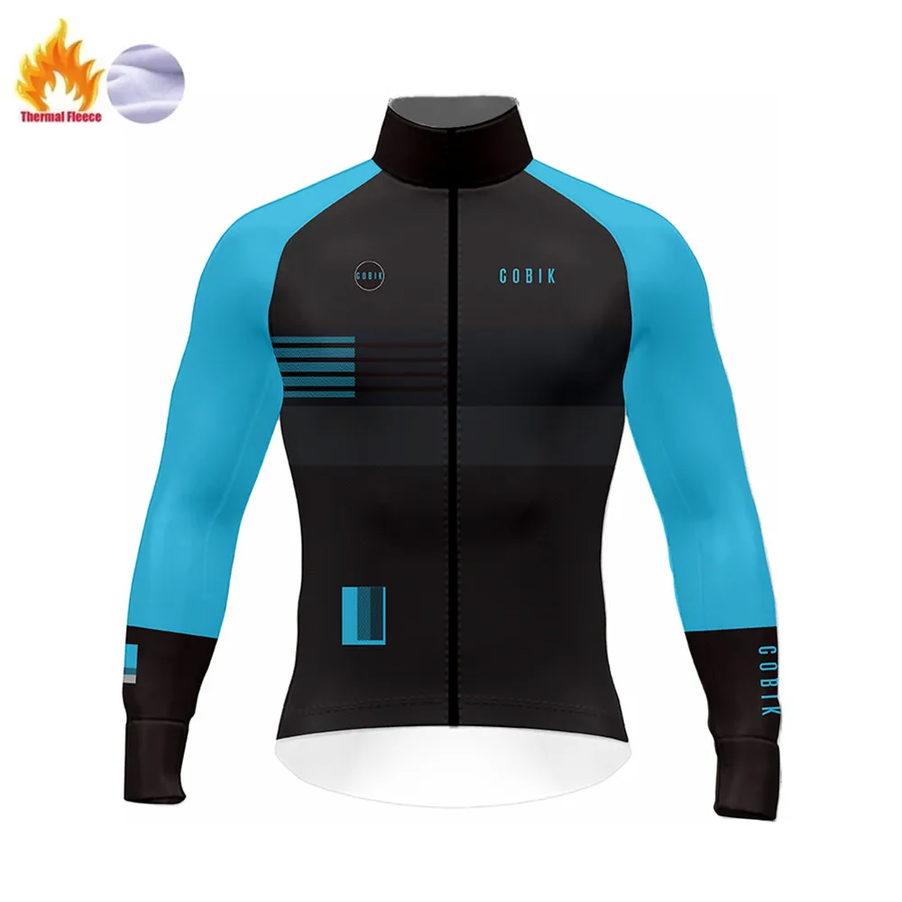 Giacca da ciclismo invernale in pile termico da uomo Cobik giacca a vento manica lunga in Cashmere Top abbigliamento Multi tasca riflettente per bicicletta