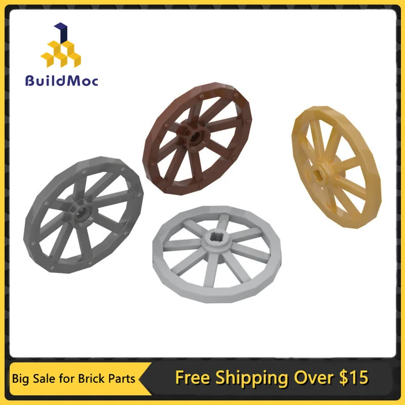 10Pcs MOC Parts 4489 Large Wagon Wheel Compatible Bricks DIY Assmble Building Blocks Particle Kid Puzzle Brain Toy Gift