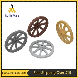 10Pcs MOC Parts 4489 Large Wagon Wheel Compatible Bricks DIY Assmble Building Blocks Particle Kid Puzzle Brain Toy Gift