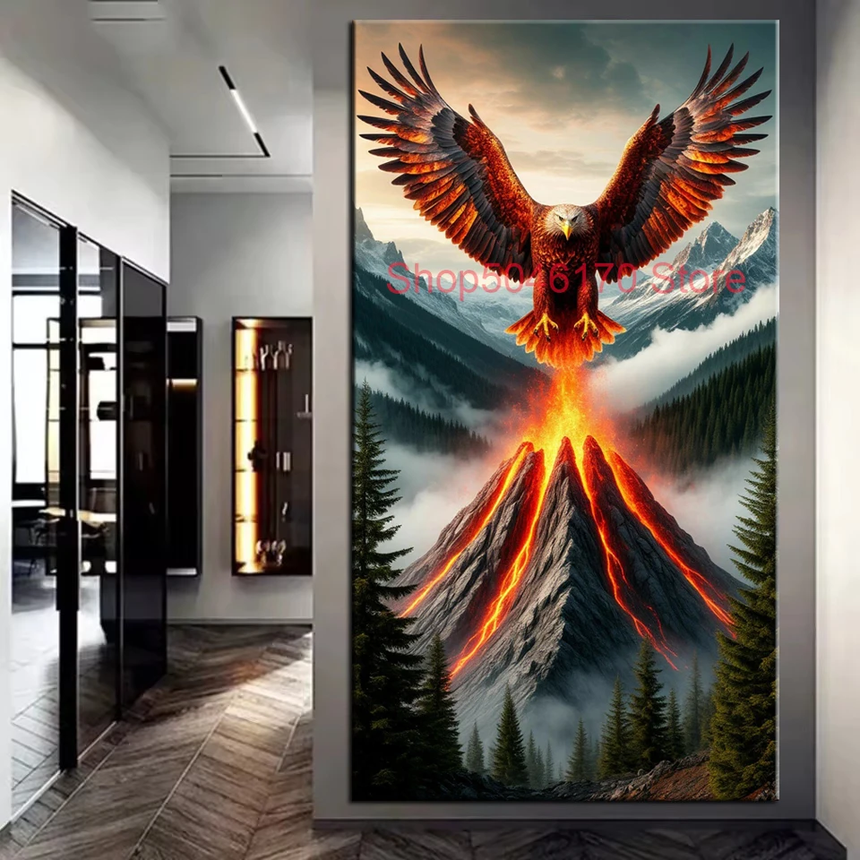Eagle and Volcano Picture DIY Diamond Painting Cross Stitch Full Drills Diamond Mosaic New Collection Home Decor