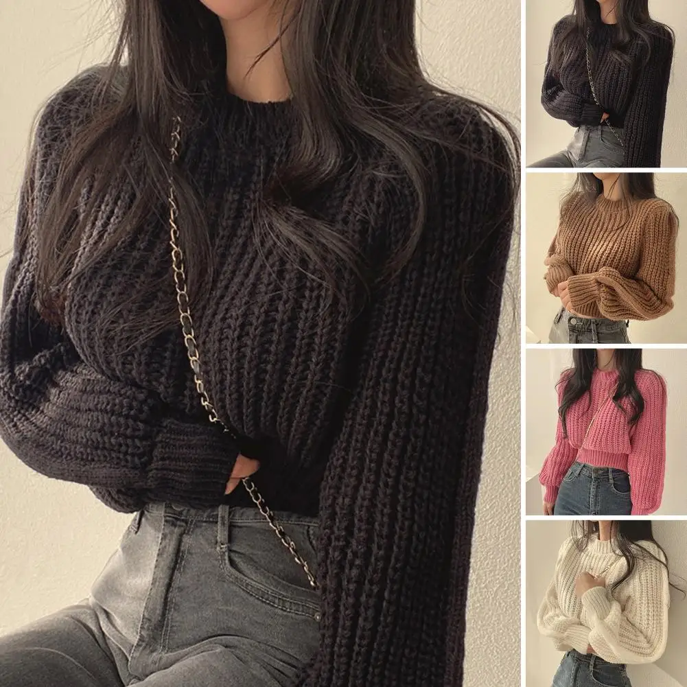 Loose Vintage Harajuku Lantern Long Sleeve Women Sweater Korean Autumn Winter Knitwear Soft Warm Tops Chic Solid Femme Sweater