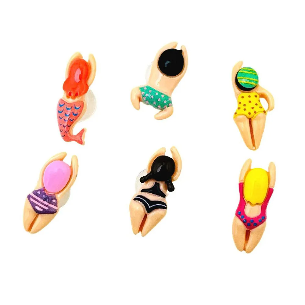 6/12PCS Set di ciondoli per scarpe Accessori per sandali Zoccoli Fibbia per scarpe Cartoon Nuoto Figurine Resina Scarpe fai da te Decorazioni Regalo