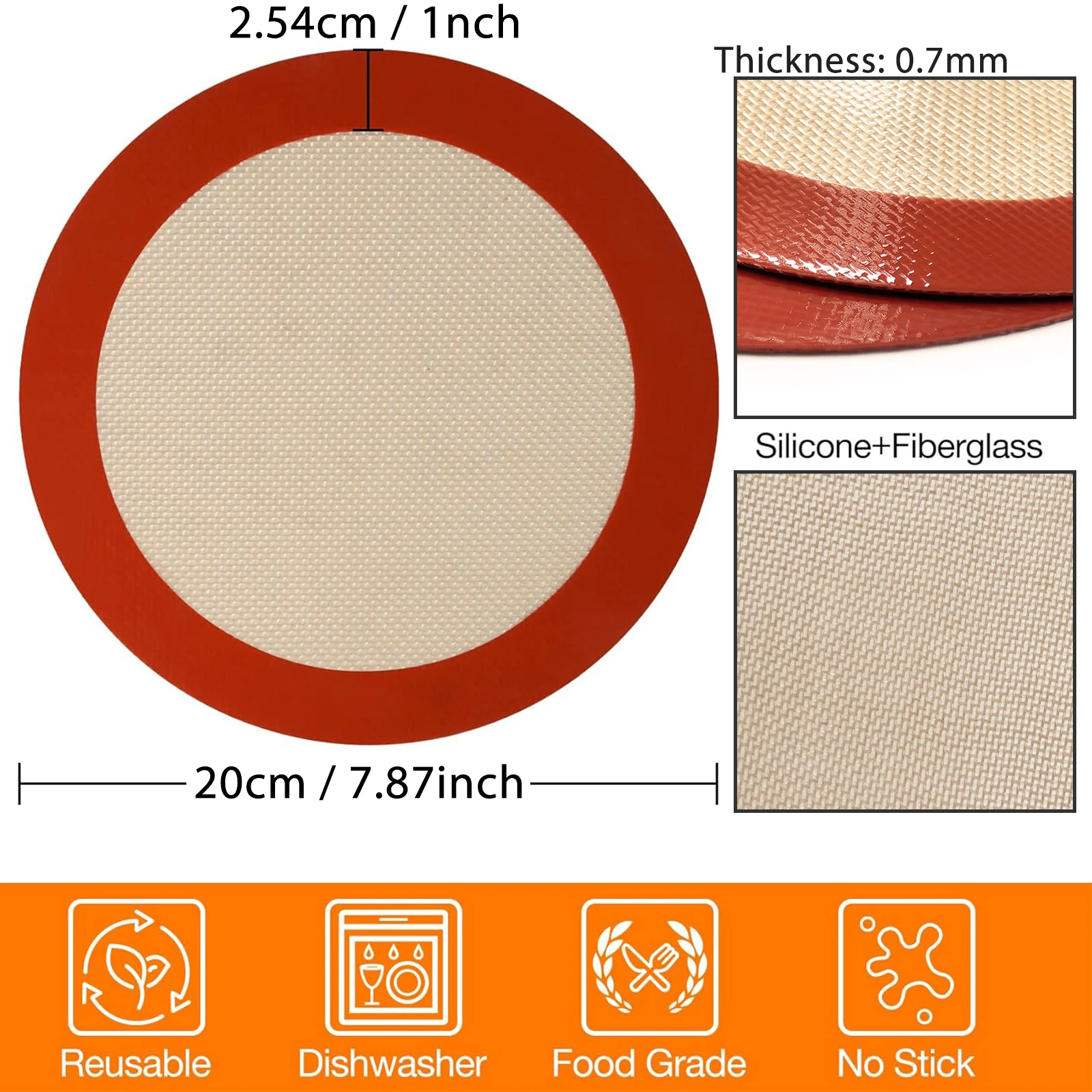 1/2PCS Round Silicone Baking Mat, Non-Stick Reusable Sheet Liners for Air Fryer, Oven, Baking Pans for Cake/Pizza/Pastry/Cookie