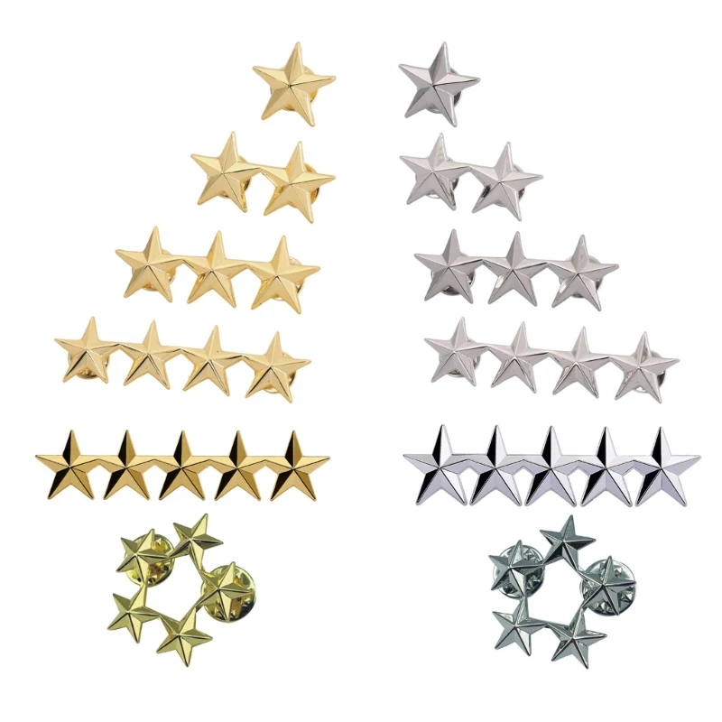 5-Angled Star Badge Fashion Lapel Pins Silver/Gold Plated Metal Star Pin Costume Decorations Brooch for Women Men Dropship