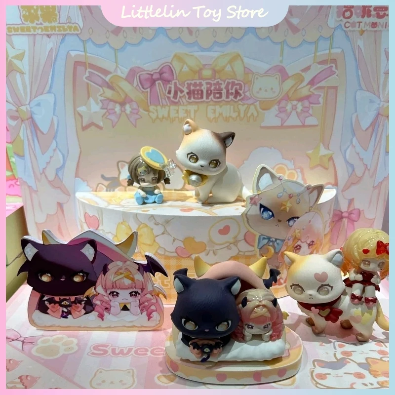 Caja ciega genuina de la serie Sweet Emilya & Cat Moni Kitten Companion, decoración de escritorio de gato bonito, caja misteriosa, regalo sorpresa para niña