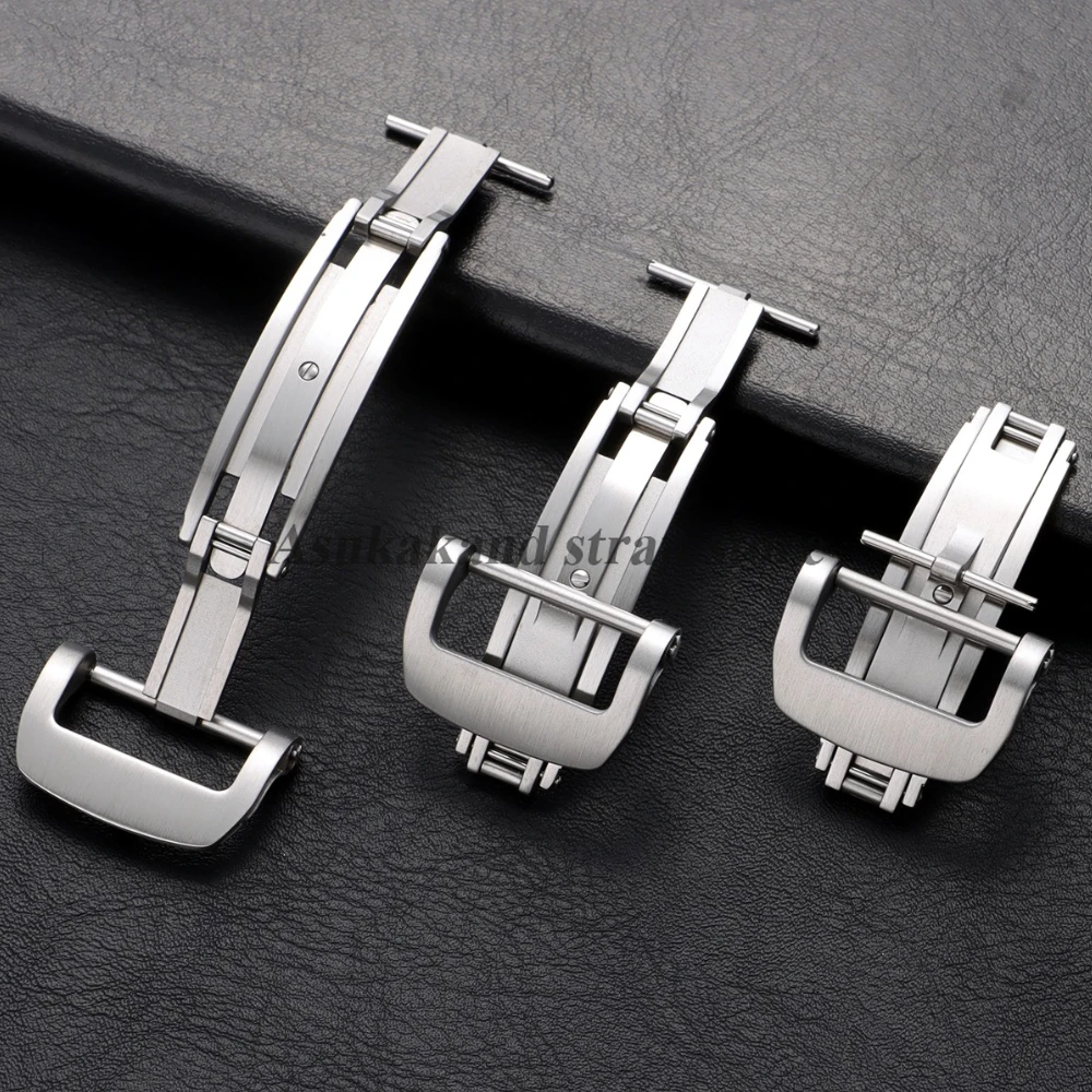 Cierre de acero inoxidable de 18mm y 20mm para Richard Mille, correa de cuero de goma, reloj de doble presión, botón de hebilla de mariposa plegable