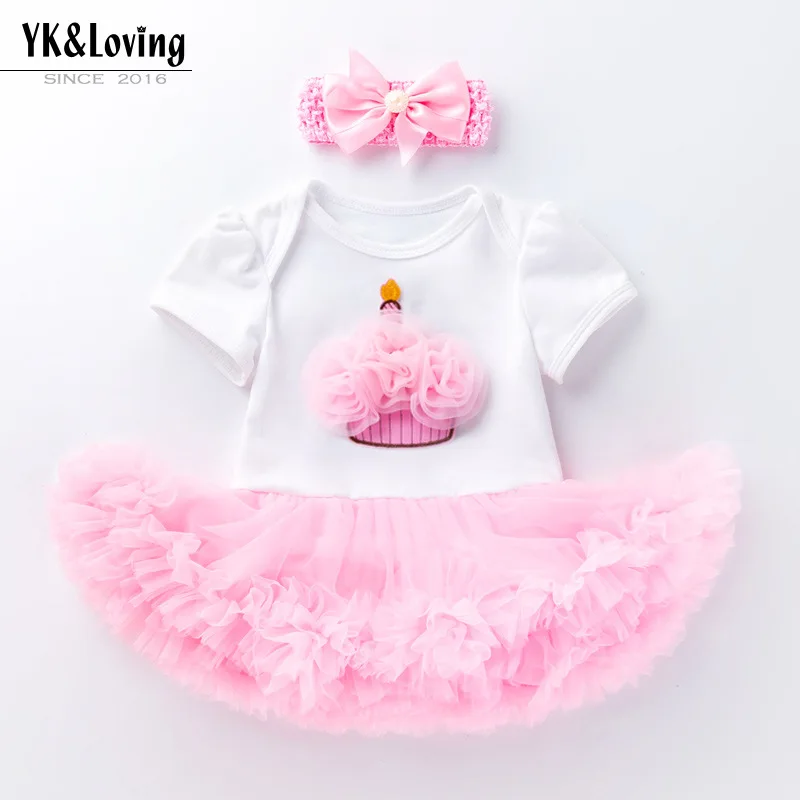 Baby Girl Two-Piece Romper Dress Set Newborn Puffy Dress Baby Short-Sleeve Jumpsuit Toddler Birthday Party Kids Casual Children