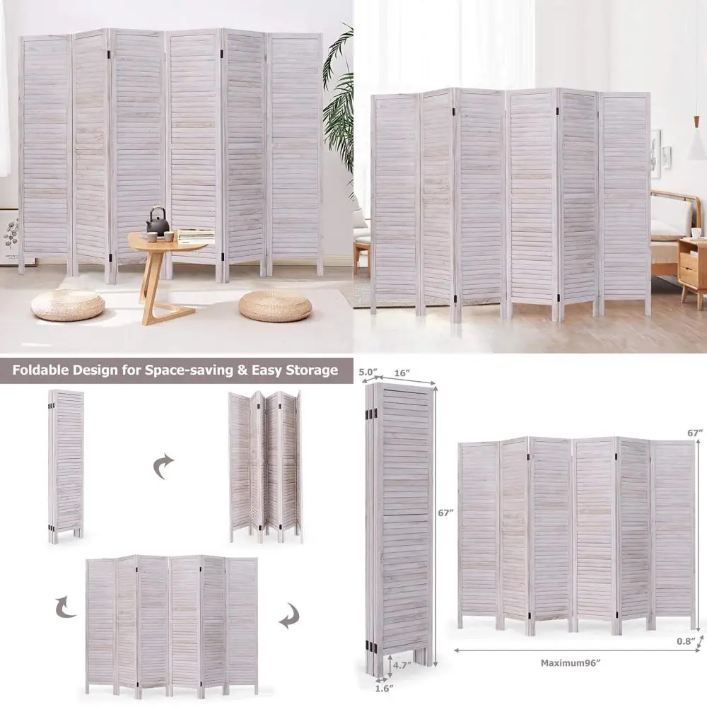 

Складная деревянная ширма-перегородка из 6 панелей, высотой 5,5 футов, для дома и офиса