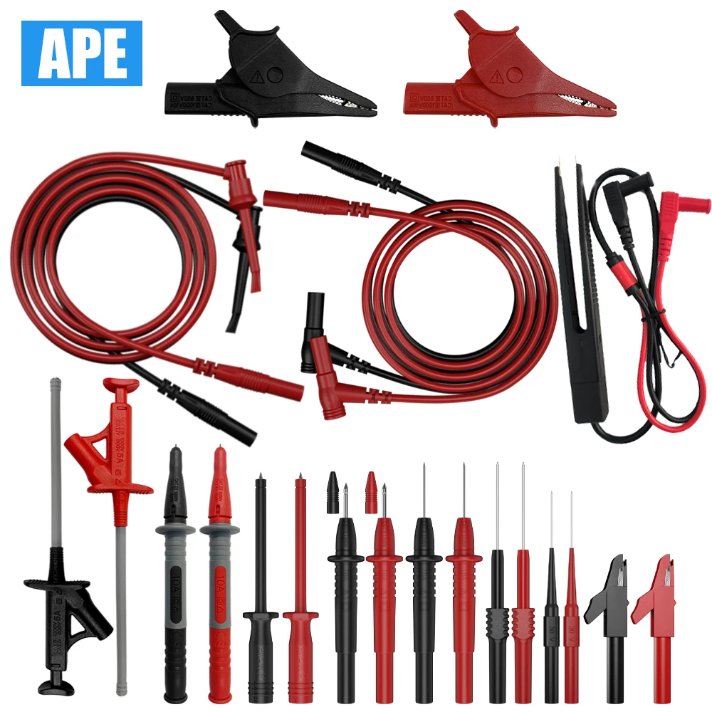Digital Elétrica Teste Leva Kit Multímetro Teste Sondas Grupo Clipes Jacaré Teste Gancho Fio Flexível 23 Pcs