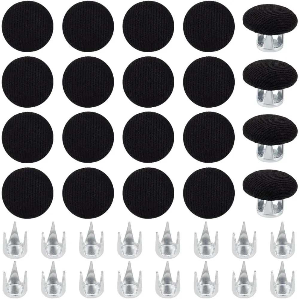 

20Sets Black 0.6 Inch Baseball Cap Button Top Replacement Cotton Replacement Repair Cap Top Buttons for Hat Button Replacement