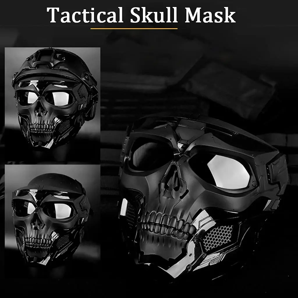 Tactical Helmet Sets with Skull Mask, Outdoor Paintball Protective Gear, Advanced EPP Pad, for Airsoft Hunting, Shooting CS