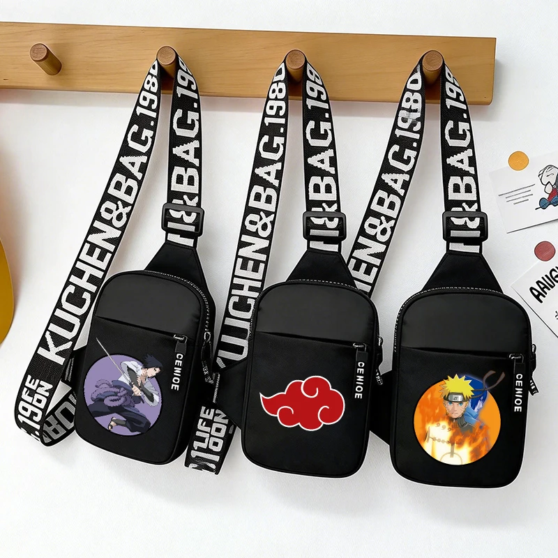 Image of Uzumaki Naruto Umhängetasche Sport Casual Leichte Mini-Handytasche Cartoon Anime Figur Bedruckte Herren Crossbody-Tasche Geschenk
