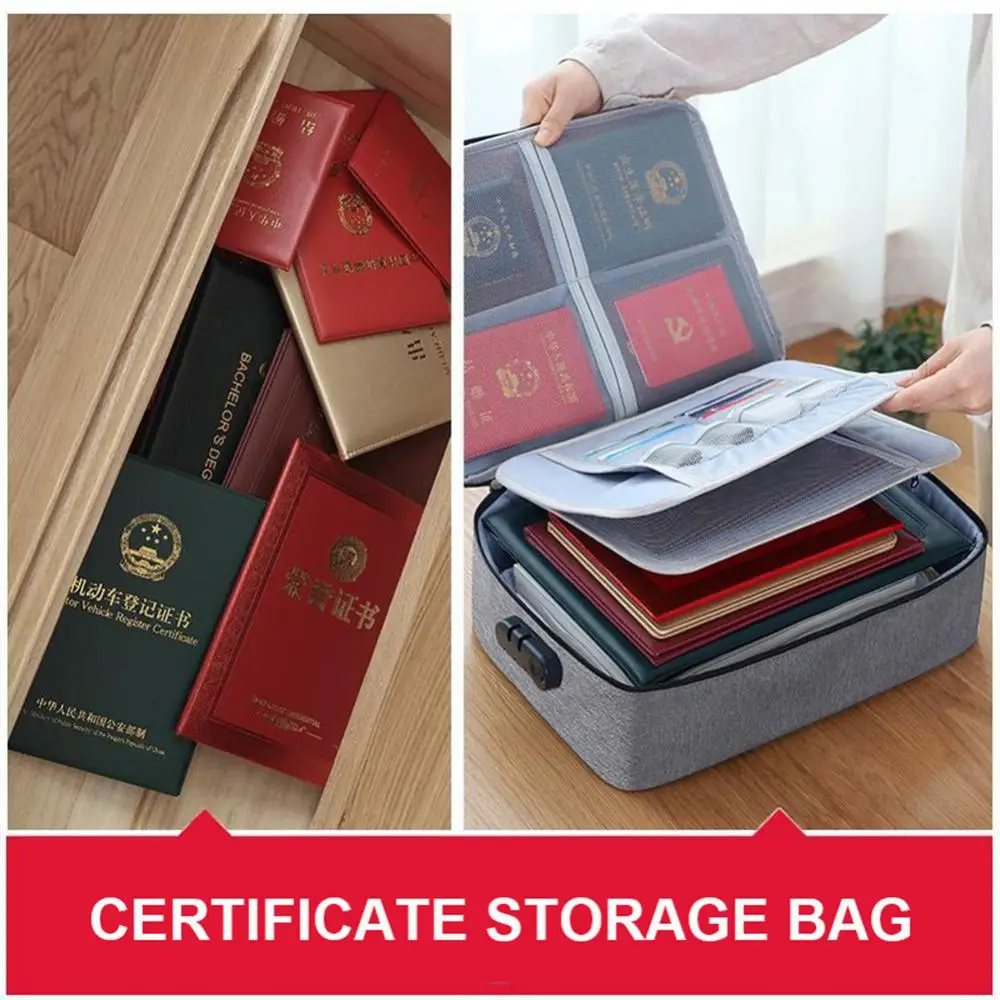 Document Storage Bag Code Lock Design Handbag Multi-layer Contract Pouch With Lock Home Office Accessories Ticket Folder Durable