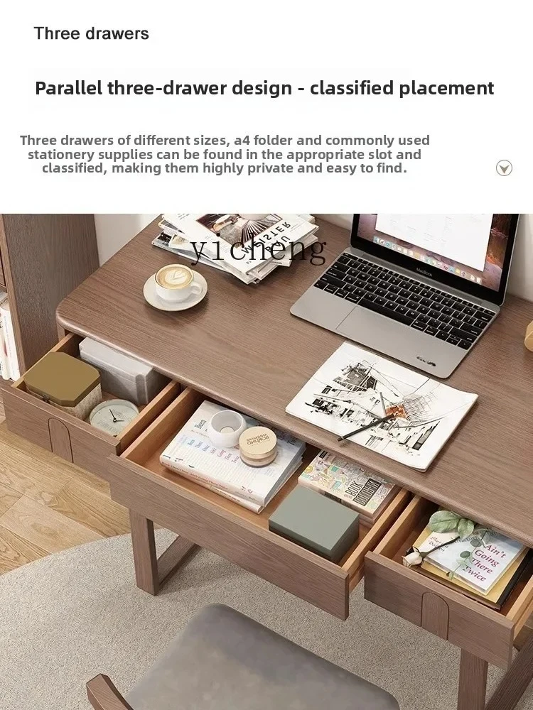 

PYH Retro Simple Light Luxury Solid Wood Computer Desk Nordic Simple Home Bedroom Study Writing Desk