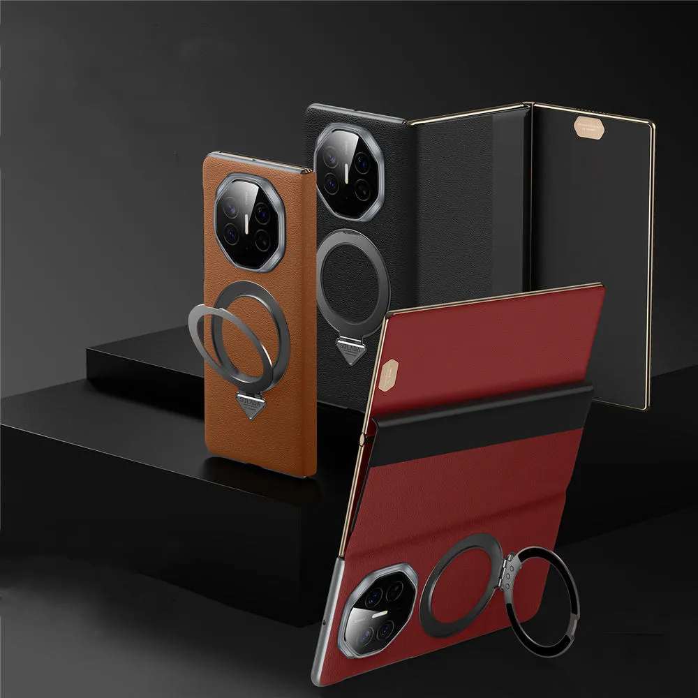 

Genuine Cowhide Leather Magnetic Flip Case for Huawei Mate XT Window View Bracket Cover