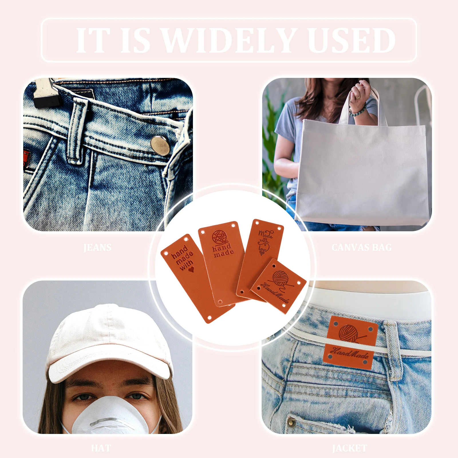 

80Pcs Versatile Leather Tags Durable Denim Patches For Hats Wallets Bags Diy Clothing Embossed Labels