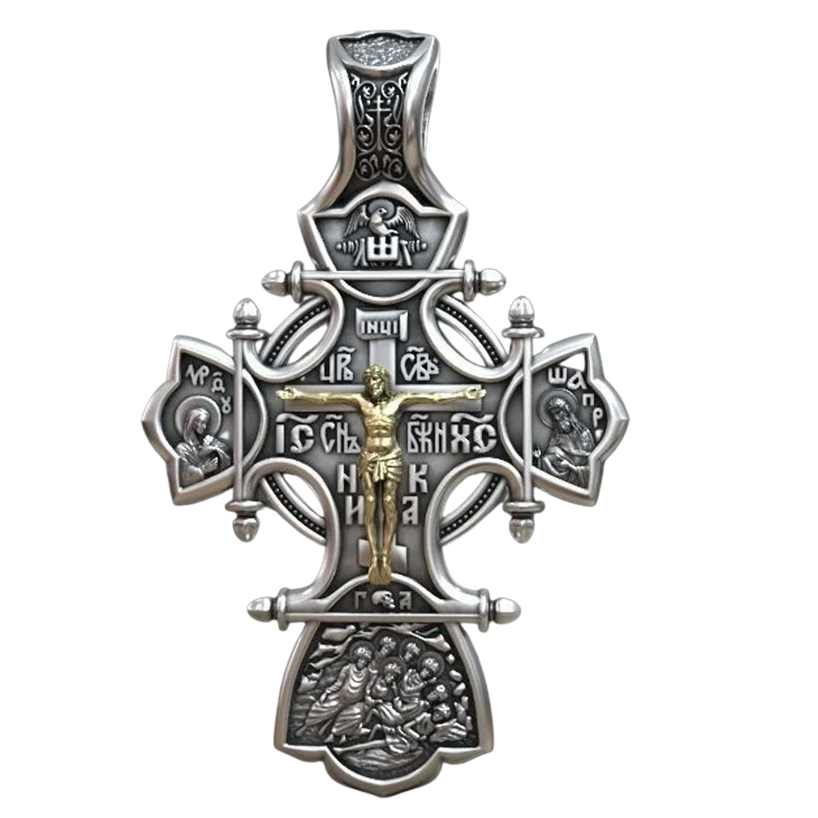 

8g Cross Jewelry Pendant Jesus Saints Eastern Orthodox Gold Pendant Customized 925 Solid Sterling Silver Pendant Punk Hollow