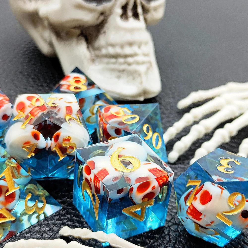 Dnd Skull Resin Dice Sharp Edge Number Polyhedral Dice D+D Dice Set For Dungeon and Dragon Pathfinder Role Playing Game(RPG)、MTG