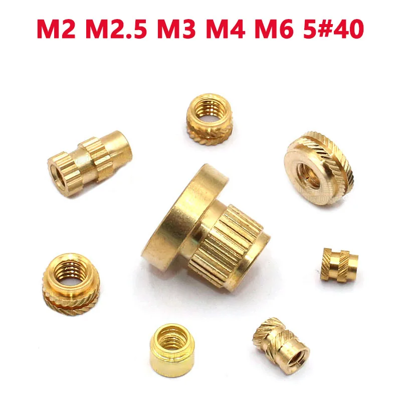 

M2 M2.5 M3 M4 M6 5#40 Brass Insert Nut Hot Melt Knurled Thread Heat Injection Molding Embedment Copper Nut