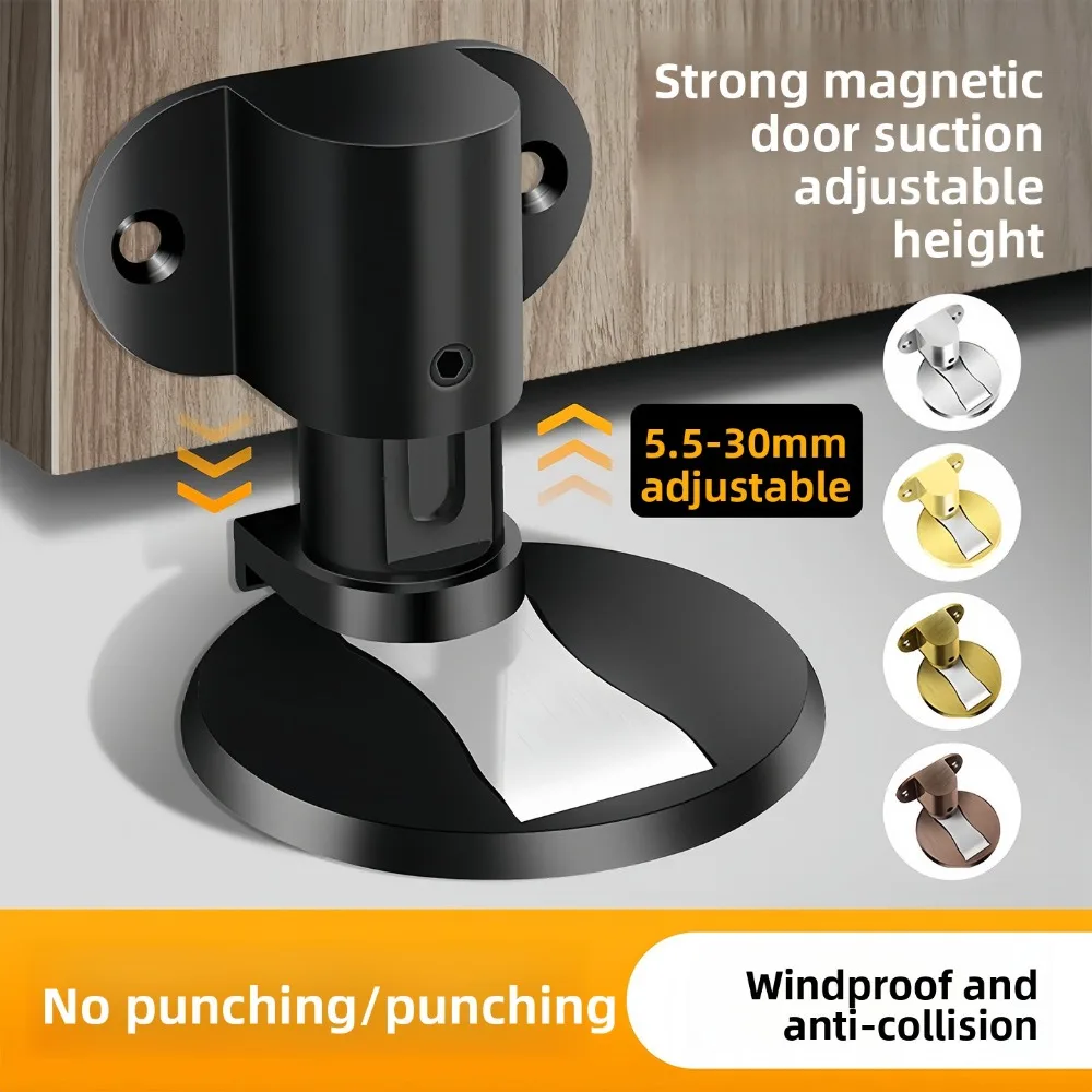 Magnetic Floor Door Stopper Punch Free Door Holder Anti Collision Strong Magnet Durable Easy Install Stop
