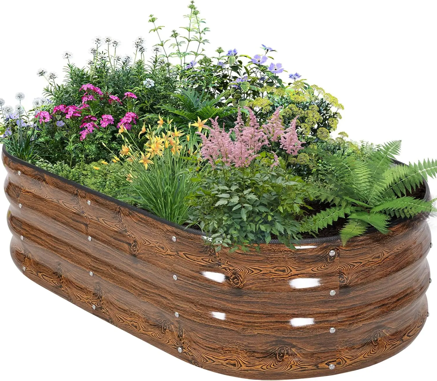 

Galvanized Raised Garden Bed Outdoor - 4×2×1ft Planter Raised Beds for Gardening | Oval Metal Garden Planter Box with Safety Edg