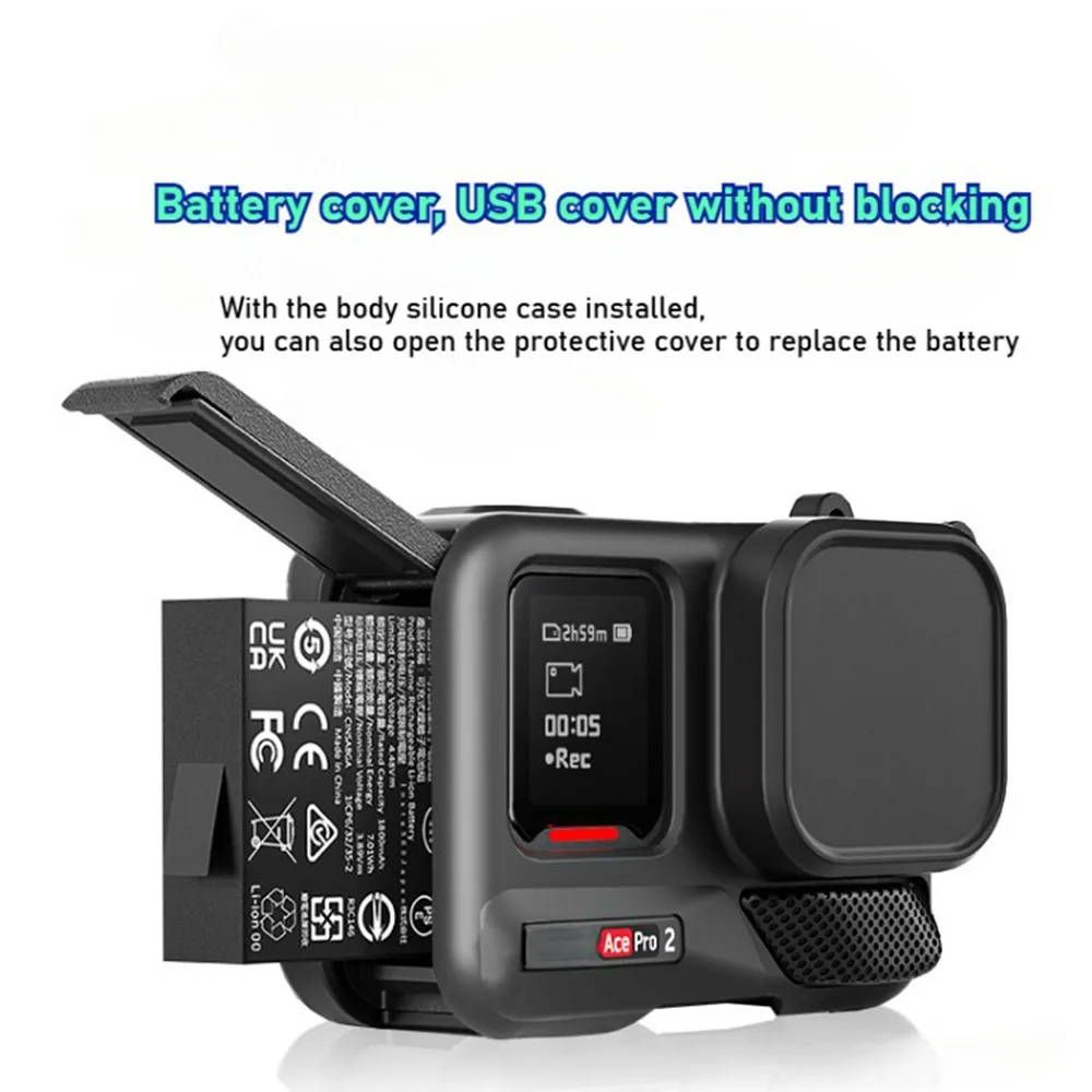 For Insta360 Ace Pro 2 Silicone Protective Case Cover Body Silicone Case Sleeve Lens Cap for Insta360 Ace Pro2 Action Accessory