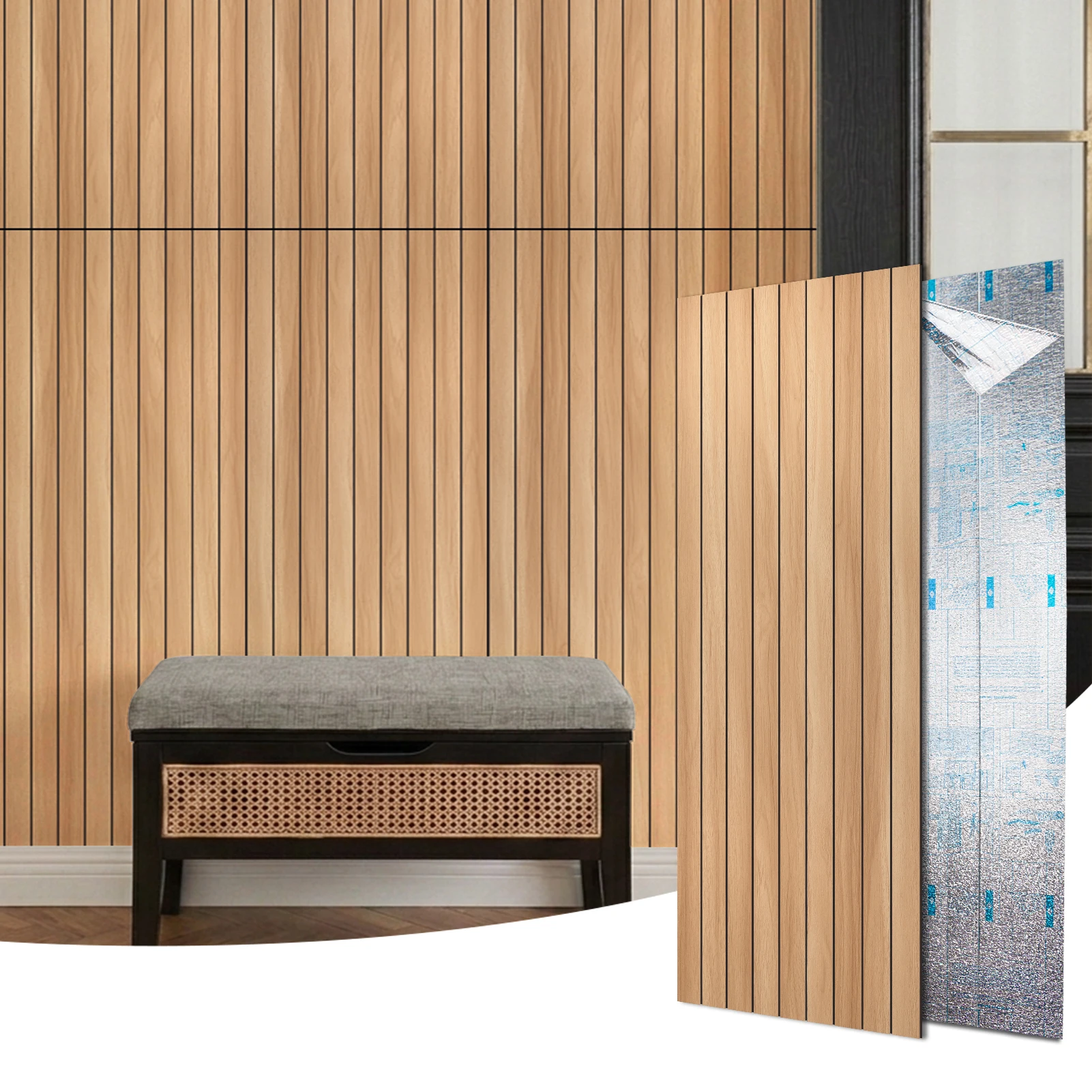 Art3d 6-Pack Peel and Stick Wood Panels for Wall PVC, 48 X16, Wood Grain Slat Self Adhesive, 31.5 sq.ft