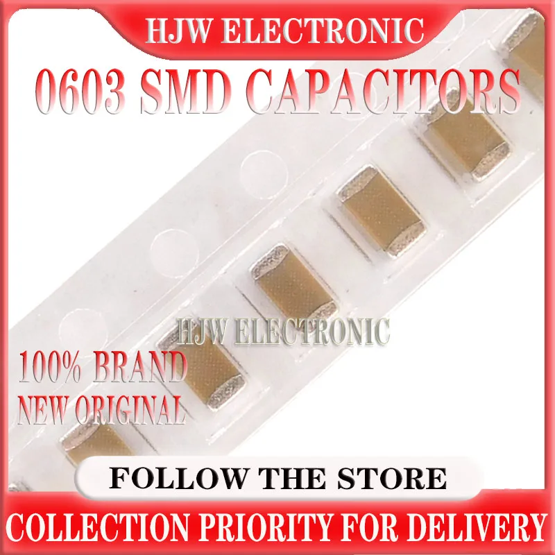 100 pieces 0603 chip capacitor 10pF 100uF 100pF 1nF 10nF 15nF 100nF 0.1uF 1uF 2.2uF 4.7uF 10uF 47uF various models