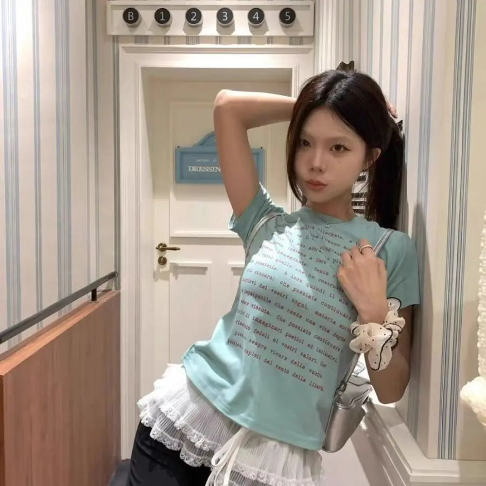 Rok Mini Renda Bunga Bordir Baru Rok Ruffles Berenda Harajuku Tembus Pandang Rok Ruched Pakaian Jalanan Y2K Dekorasi Jeans