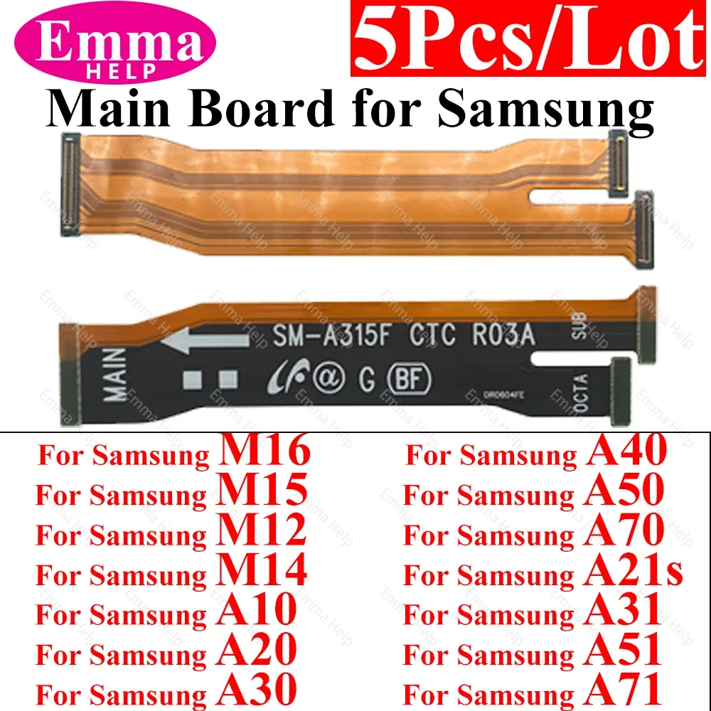 EmmaHelp 5Pcs MainBoard Flex For Samsung Galaxy A70 A21S A31 A51 A71 A50 A40 A30 A20S A10 A10S M12 M14 M15 M16 Connector FPC