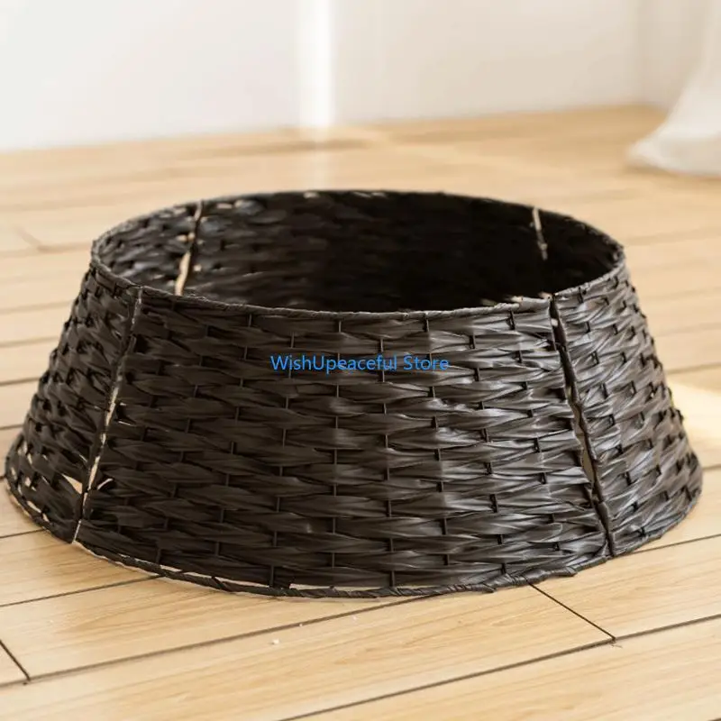 

34YA Christmas Tree Skirt Retro Round Basket Xmas Trees Foot Decor Collar for Home Festival Party Background Decoration Gift
