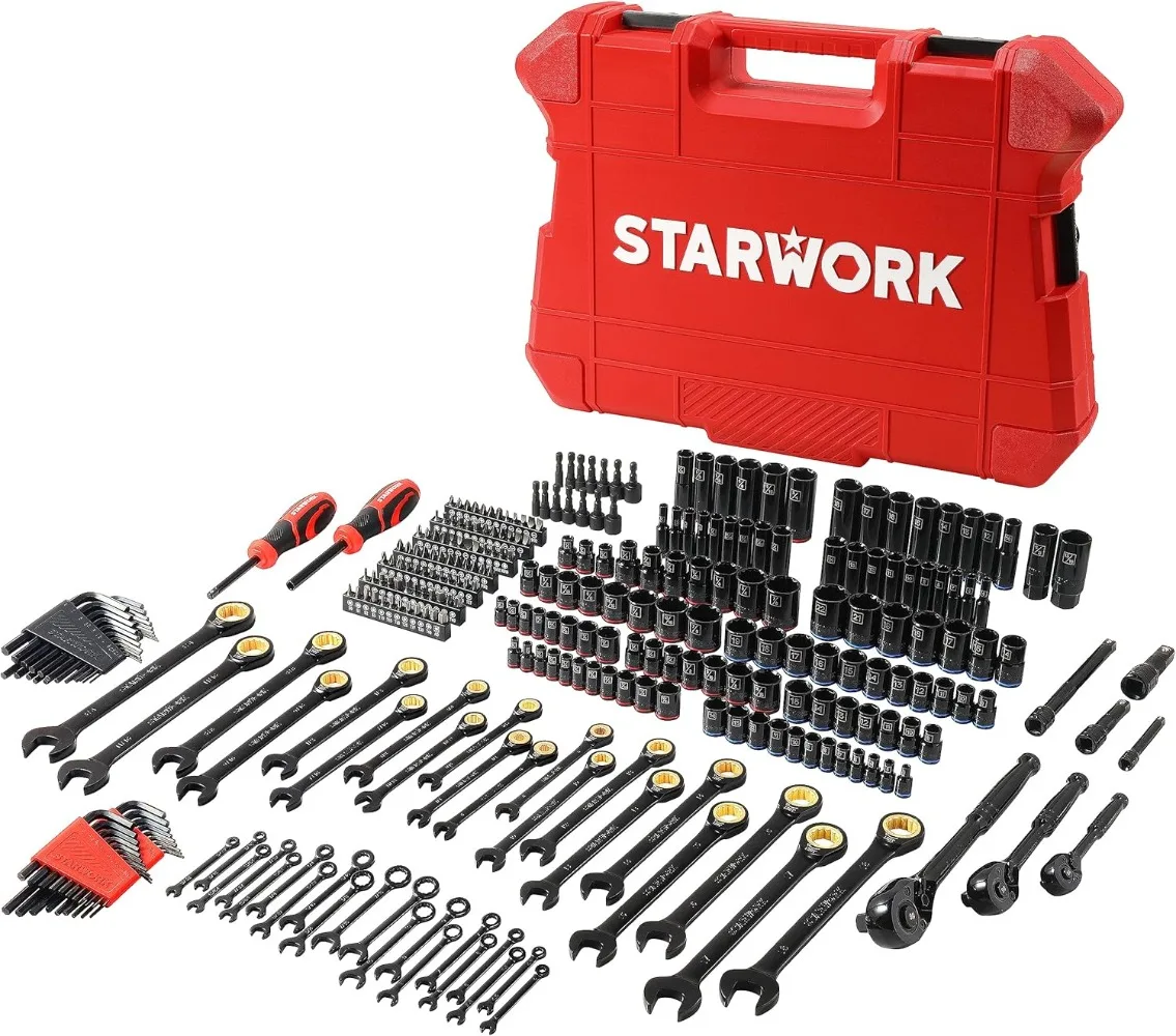 303-Piece Mechanics Tool Set, 120T Ratcheting Wrench, Professional, SAE/Metric