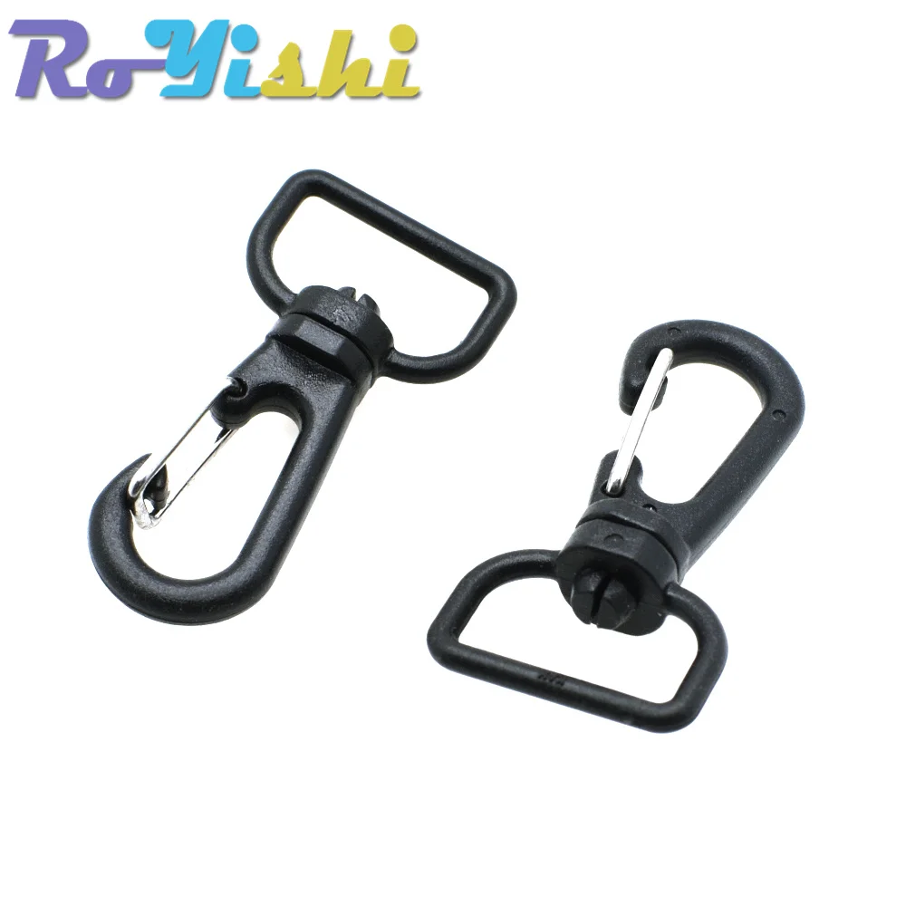 10 Pcs/Pack Plastic Black Rotating Swivel Snap Hook Buckle For Weave Paracord Lanyard Backpack Webbing Carabiner