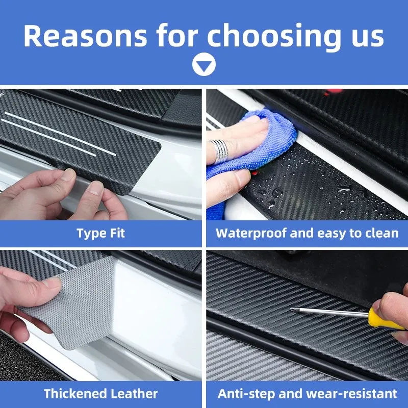 Carbon Fiber Car Threshold Tape Door Sill Protective Trim for Genesis Essentia GV80 Neolun G70 G90 GV90 GV60 X G80 GV70