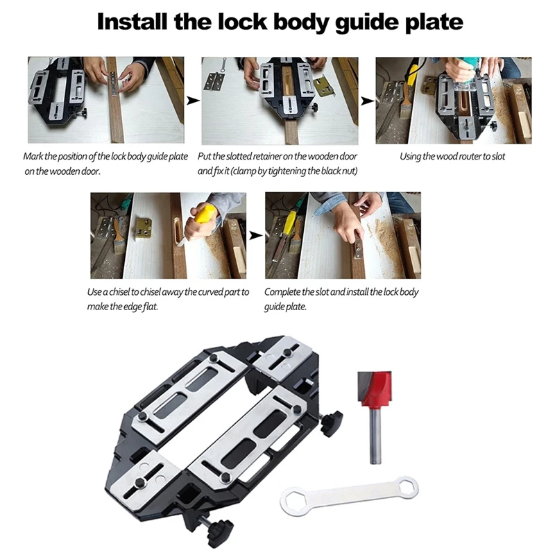 Woodworking Hole Opener Slotting Locator Wooden Door Hinge Hole Guide Door Lock Jig For Door Lock