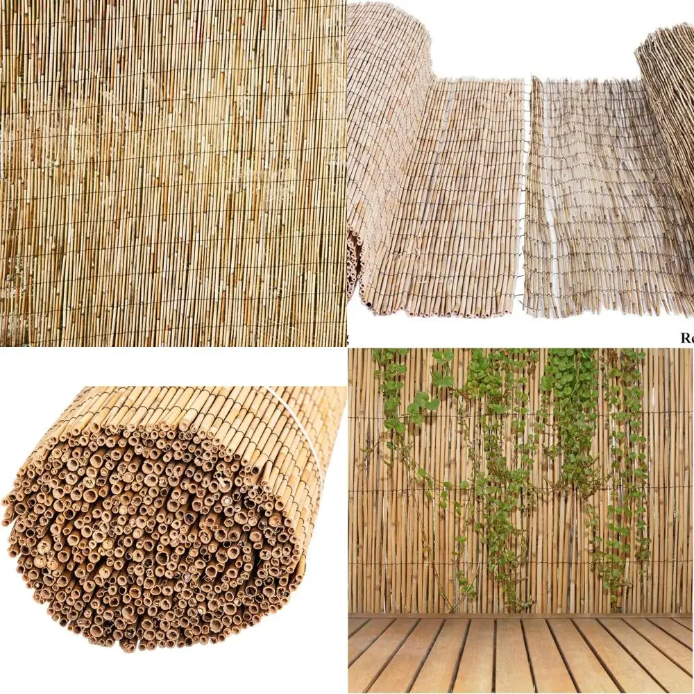 Cerca de privacidade de bambu de palheta jumbo natural de 6 pés de altura x 16 pés de comprimento para decoração de quintal e jardim