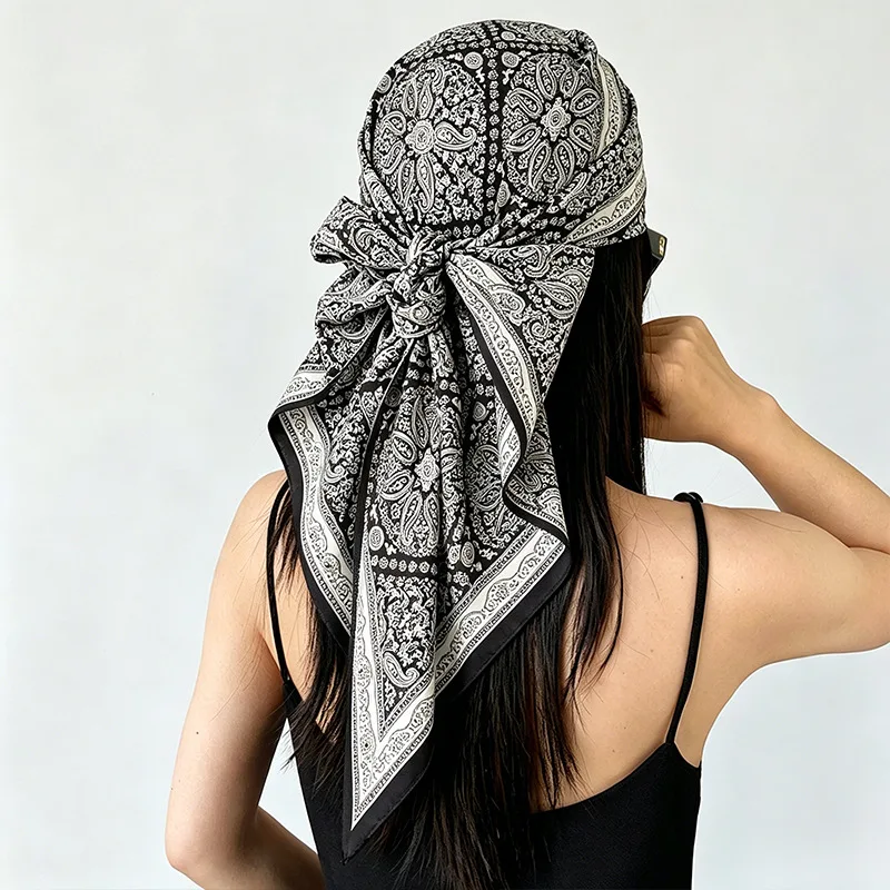 Triangle Scarf Hijab Bandana Handkerchief Silk Scarves Woman Headscarf Luxury Shawl Female Print Neckerchief Wrap Head Wrap